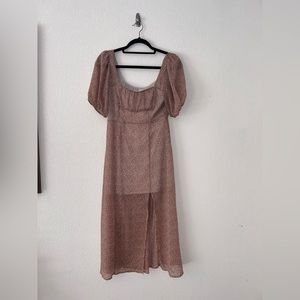 Sienna Sky Giraffe Print Peasant Puff Sleeve Maxi Dress Size XS